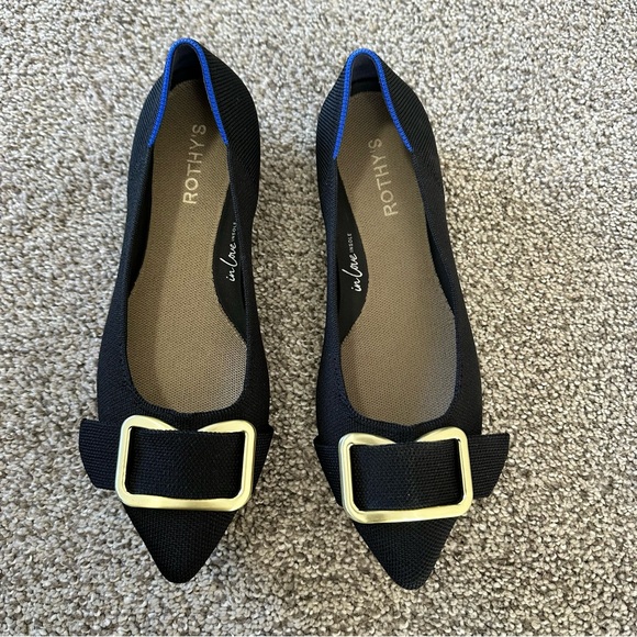 Rothy's The Emblem Point II Flats Size 10 Black - Picture 6 of 14